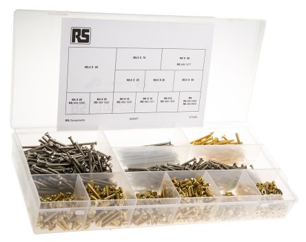 RS PRO Steel, Brass 1250 Piece Slot Drive Nut & Washer Kit