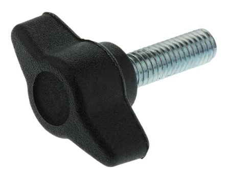 RS PRO Black Thermoplastic Wing Clamping Knob, Threaded Stud - pack size 10 units