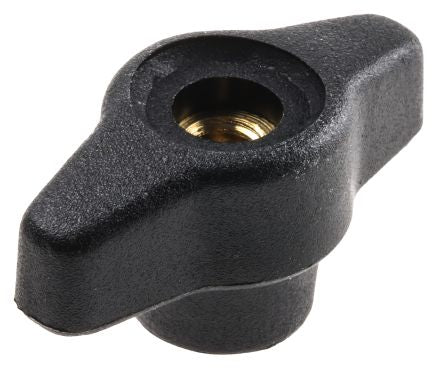 RS PRO Black Thermoplastic Wing Clamping Knob, Threaded Through Hole - pack size 10 units