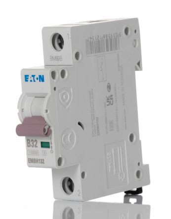 Eaton MEM Shield EMBH Miniature Circuit Breaker, 1-Pole, 32A, Type B, 240V ac AC, 48 V dc DC, 10 kA Breaking Capacity