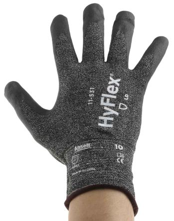 Ansell HyFlex 11-531 Grey Nylon Work Gloves, Size 9, Nitrile Coating