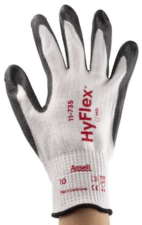 Ansell HyFlex 11-735 White Nylon Work Gloves, Size 10, Polyurethane Coating