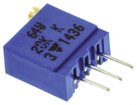 20 kΩ, Through Hole Trimmer Potentiometer, Pin 0.5 W Top Adjust Vishay, 64W - pack size 200 units