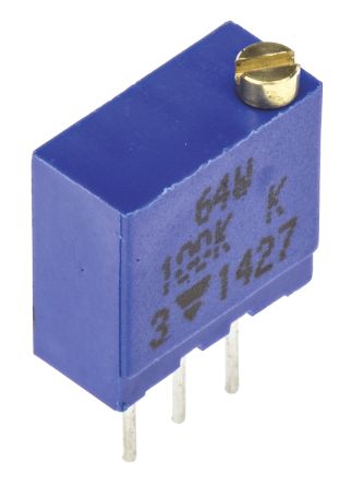 100 kΩ, Through Hole Trimmer Potentiometer, Pin 0.5 W Top Adjust Vishay, 64W - pack size 200 units