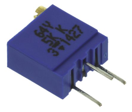 5 kΩ, Through Hole Trimmer Potentiometer, Pin 0.5 W Top Adjust Vishay, 64Y - pack size 200 units