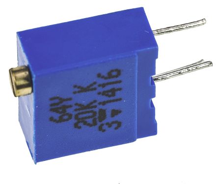 20 kΩ, Through Hole Trimmer Potentiometer, Pin 0.5 W Top Adjust Vishay, 64Y - pack size 200 units