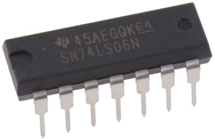 Texas Instruments SN74LS06N 6 Inverter, 14-Pin PDIP - pack size 25 units