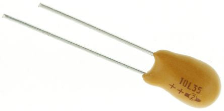 Vishay 10 μF MnO2 Tantalum Capacitor 35V dc, Through Hole, 489D Series - pack size 500 units