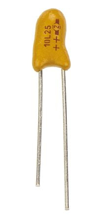 Vishay 10 μF MnO2 Tantalum Capacitor 25V dc, Through Hole, 489D Series - pack size 500 units