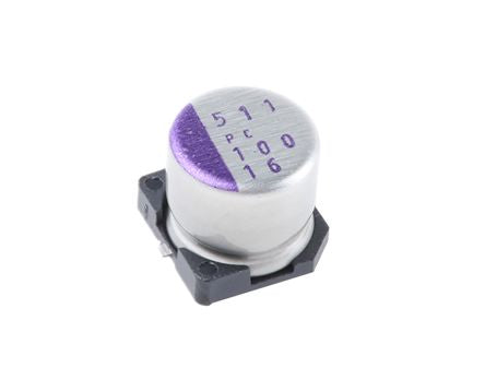 Panasonic 100 μF Surface Polymer Capacitor, 16V dc - pack size 1000 units