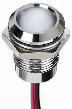 RS PRO White Panel Mount Indicator, 1.8V dc, 3.3 V dc, Lead Wire Termination, IP67