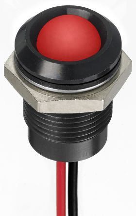 RS PRO Red Panel Mount Indicator, 24V dc, Lead Wire Termination, IP67