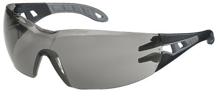 uvex PHEOS S Safety Glasses, Anti-Mist, Scratch Resistant, Grey, Grey, Black Polycarbonate Lens, POM, Thermoplastic