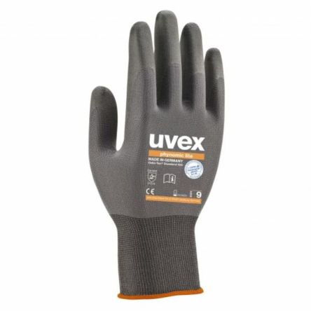 uvex Phynomic Lite Grey Elastane, Polyamide Work Gloves, Size 10, Aqua Polymer Coating
