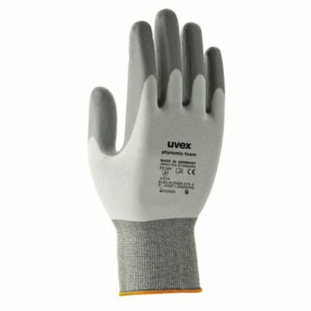 uvex Phynomic foam Grey Elastane, Polyamide Work Gloves, Size 10, Aqua Polymer Foam Coating