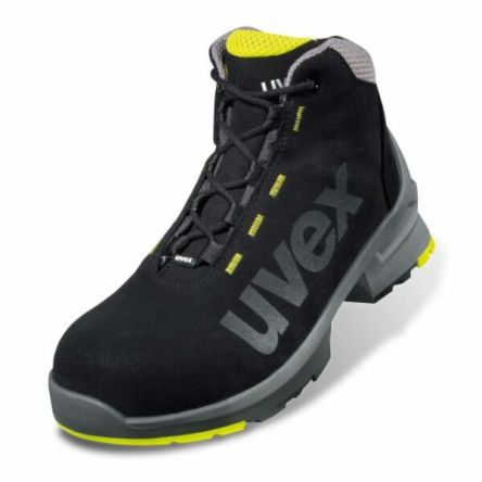 uvex Uvex 1 Black, Grey, Yellow Composite Toe Capped Unisex Safety Boots 3, EU 35 EN ISO 20345:2011 S2 SRC, ESD