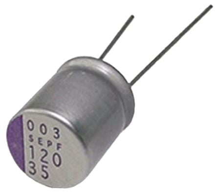 Panasonic 330 μF Through Hole Polymer Capacitor, 6.3V dc - pack size 200 units