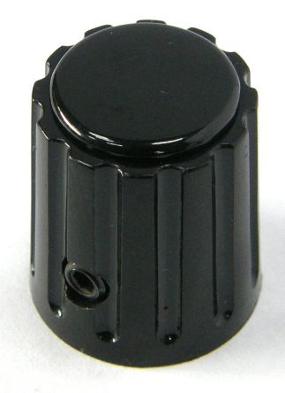 RS PRO 15 mm Knob Diameter Black Potentiometer Knob for 6.4 mm Shaft Circular - pack size 5 units
