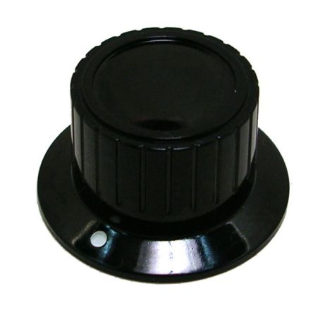RS PRO 28 mm Knob Diameter Black Potentiometer Knob for 6.4 mm Shaft Circular