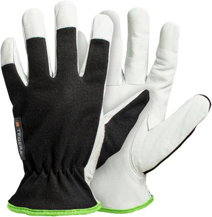 Tegera TEGERA Black, White Leather Work Gloves, Size 9 - pack size 12 units