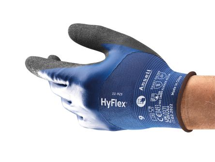 Ansell HyFlex 11-925 Black Nitrile, Nylon, Spandex Work Gloves, Size 10, Nitrile Coating