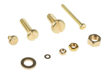 RS PRO Brass 2061 Piece Slot Drive Nut & Washer Kit