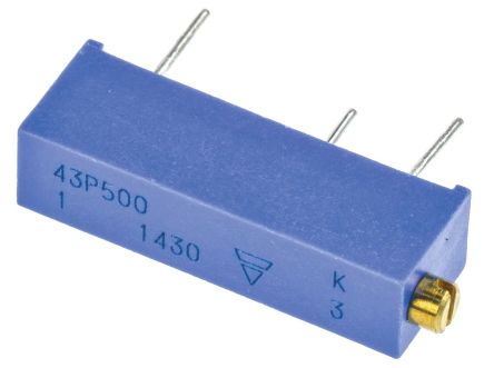 50 Ω, Through Hole Trimmer Potentiometer, Pin 0.5 W Side Adjust Vishay, 43P - pack size 200 units