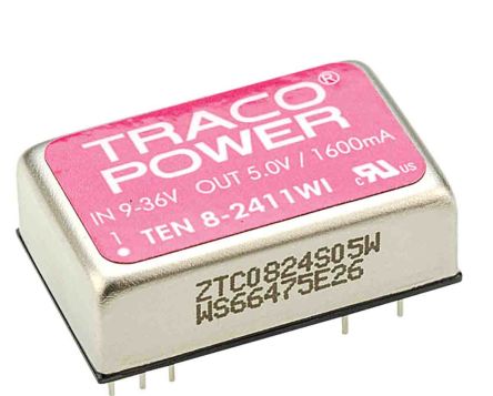 TRACOPOWER TEN 8WI DC/DC-Wandler 8W 24 V dc IN, 5V dc OUT / 1.6A Durchsteckmontage 1.5kV dc isoliert