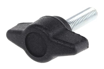 RS PRO Black Thermoplastic Male Wing Clamping Knob, Threaded Stud - pack size 10 units