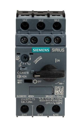 Siemens 2.2A, 3.2 A 3RV2 Motor Protection Circuit Breaker, 690V, 60 °C, -20 °C