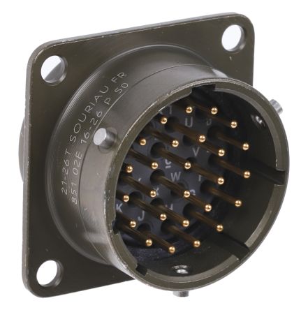 Souriau Sunbank by Eaton, 851, Copper Alloy Straight 26 Way Panel Mount MIL Spec Circular Connector Female, Male