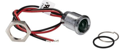RS PRO Green Panel Mount Indicator, 220V ac, Lead Wire Termination, IP67