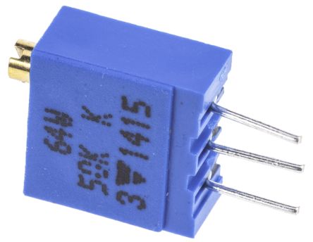 50 kΩ, Through Hole Trimmer Potentiometer, Pin 0.5 W Top Adjust Vishay, 64W - pack size 200 units