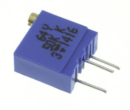 50 kΩ, Through Hole Trimmer Potentiometer, Pin 0.5 W Top Adjust Vishay, 64Y - pack size 200 units