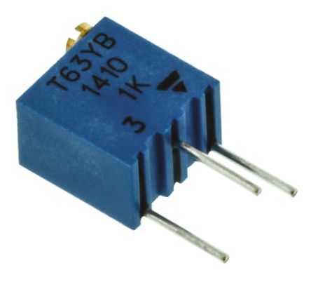 1 kΩ, Through Hole Trimmer Potentiometer, Pin 0.25 W Top Adjust Vishay, T63 - pack size 50 units