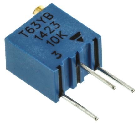 10 kΩ, Through Hole Trimmer Potentiometer, Pin 0.25 W Top Adjust Vishay, T63 - pack size 50 units