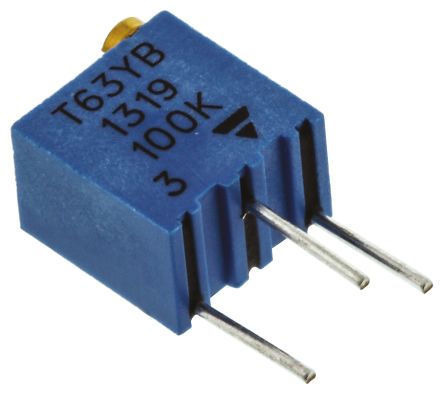 100 kΩ, Through Hole Trimmer Potentiometer, Pin 0.25 W Top Adjust Vishay, T63 - pack size 50 units