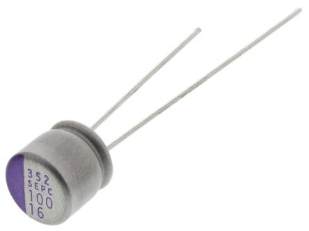 Panasonic SEPC, THT Polymerkondensator 100μF ±20% / 16V dc, Ø 6.3mm, -55°C → +105°C - pack size 500 units