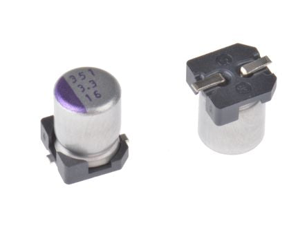 Panasonic 3.3 μF Surface Polymer Capacitor, 16V dc - pack size 2000 units