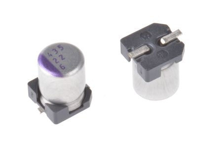Panasonic 22 μF Surface Polymer Capacitor, 6.3V dc - pack size 2000 units