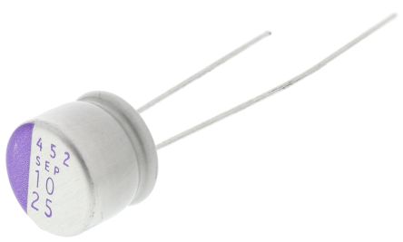 Panasonic 10 μF Through Hole Polymer Capacitor, 25V dc - pack size 200 units