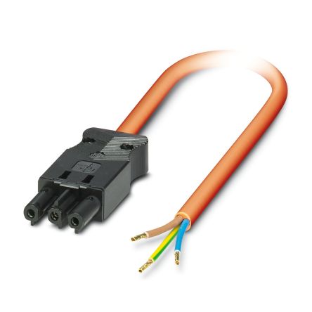 Phoenix Contact Netzkabel, 3-adrig Typ Leistung Orange 16 A, 3m, 250 V AC, PVC