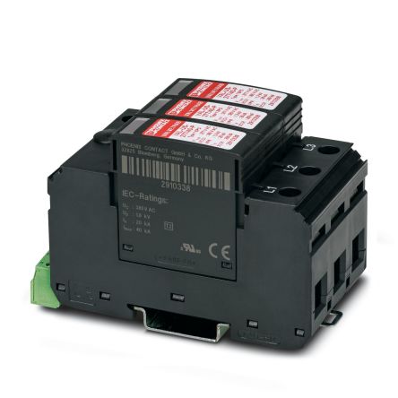Phoenix Contact 3 Phase Surge Protector, 40 kA, 2500 V, DIN Rail