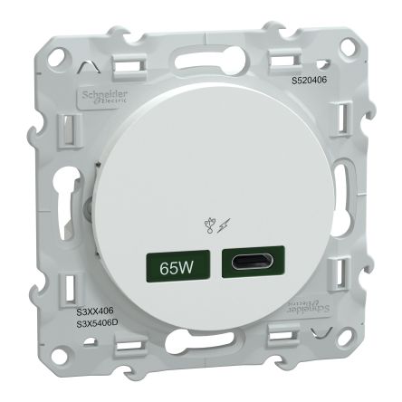 Schneider Electric Straight, Flush Female- 1 Port Type USB Type C IP20 USB Connector 1