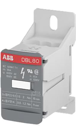 Entrelec Distribution Block, 7 Way, 1.5kV dc, 80A, Grey