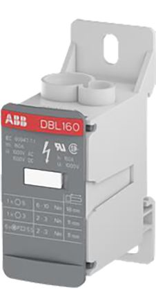 Entrelec Distribution Block, 8 Way, 1.5kV dc, 160A, Grey