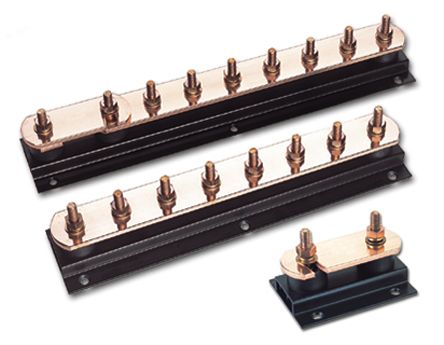 WJ Furse Copper Earth Bar L. 550 mm x W. 90mm x H. 96 mm 6 Ways