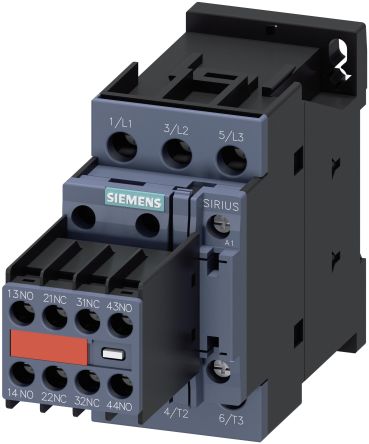 Siemens 3RT2 Contactor, 230V ac Coil, 3-Pole, 12 A, 5.5 kW 230V ac, 3 NO, 690V ac