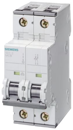 Siemens SENTRON 5SY4 Miniature Circuit Breaker, 2-Pole, 50A, Type B, 400V ac AC, 60 V dc DC, 10 kA Breaking Capacity