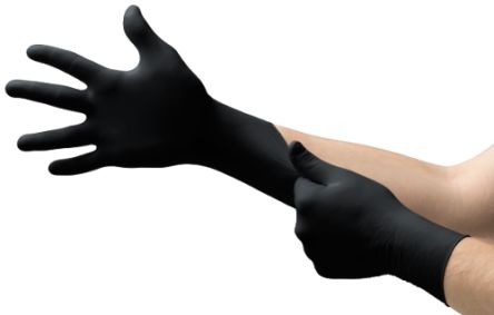 Ansell 93-852 Black Nitrile Disposable Gloves, 100 per Pack - pack size 100 units